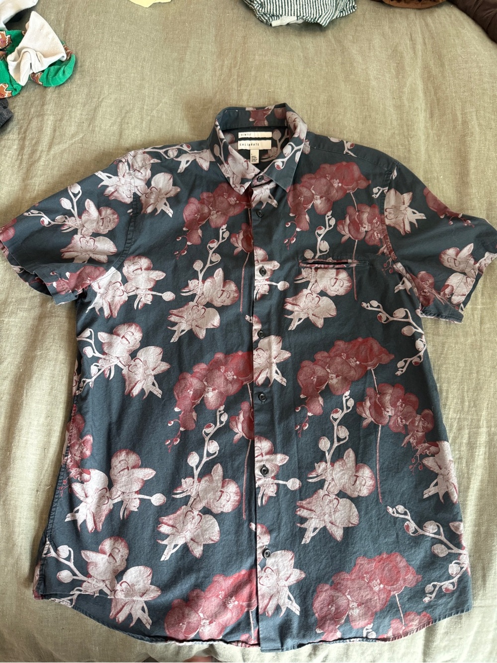 Calibrate Short Sleeve Floral Button-Up Shirt